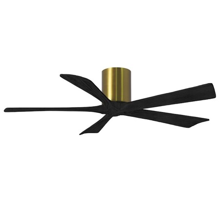 Matthews Fan Co Irene-5H Flush Mounted 52 Ceiling Fan In Brshd Brss/Matte Black Blades IR5H-BRBR-BK-52